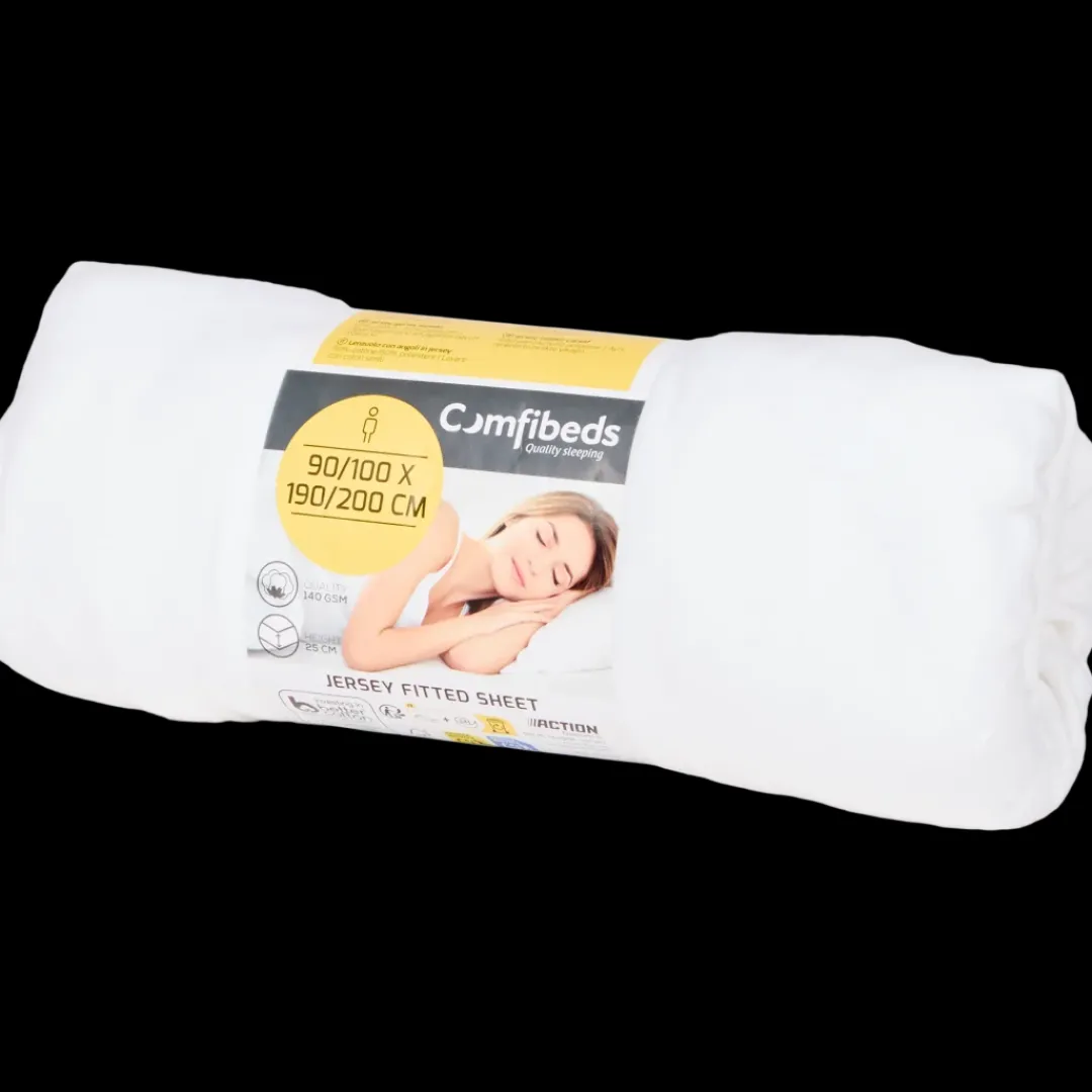 Beddengoed-Comfibeds jersey hoeslaken wit 90 x 200 x 25 cm | Action NL