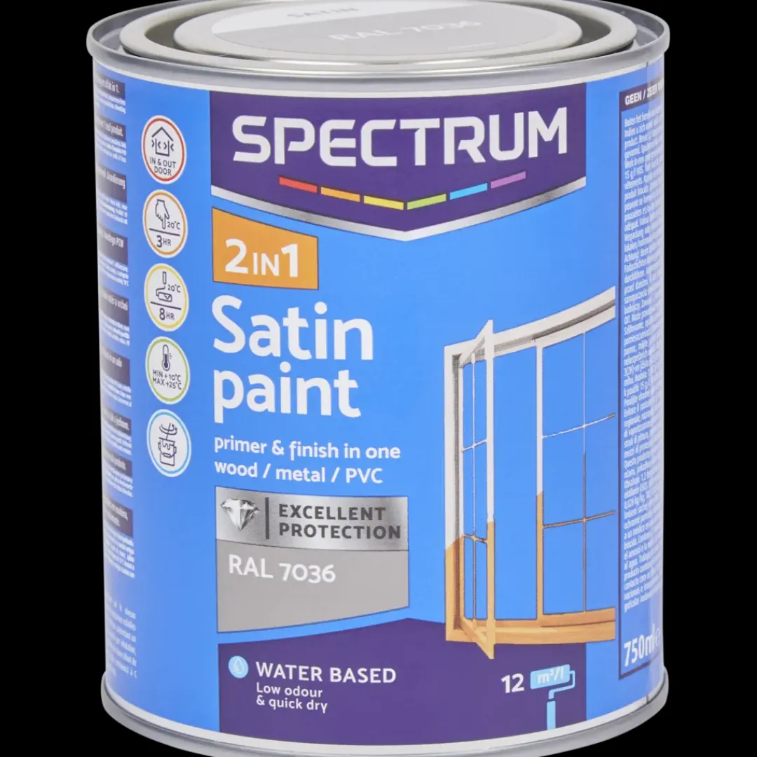 Verf-Spectrum 2-in-1 zijdeglanslak RAL 7036 Grijs 750 ml | Action NL
